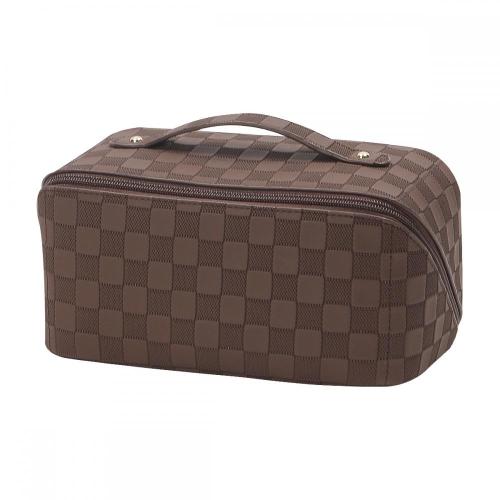 Gelory Custom Logo Portable Travel Large Capacity Wash Bag PU Leather Cosmetics Storage Bag Pouch Waterproof