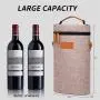 Gelory Custom Logo Insulated Leakproof 2 Bottle Wine Cooler Bag Padded Portable Wine Tote Bag for Travel, Picnic