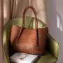 LOVEVOOK 2024 new leather Woven Bag large capacity fashion Vegan purses for school work daily use women office tote shoulder bag