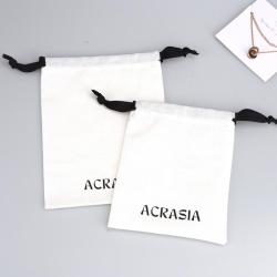 Custom Logo Printing White Cotton Linen Dust Bag For Gift Packaging Drawstring Cosmetic Cotton Makeup Pouch