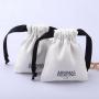Custom Logo Printing Brush Canvas Drawstring Jewelry Bag Packaging Small Cotton Gift Canvas Jewelry Pouch