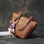 Vintage Summer Beach Woven Genuine Leather Real Cowhide Top Handle Tote Shoulder Bag Crossbody For Women