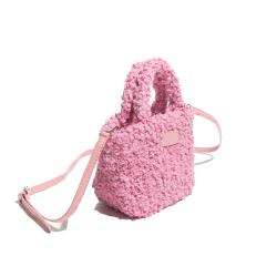 2024 Custom Faux Fur Bucket Sling Bag For Women Ladies Mini Sherpa Handbag