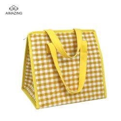 Cheap Hot Sale Portable Checkerboard Thermal Insulated Cooler Bag Lunch Cooler Bag with Handle