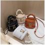 KBW470 Wholesale Hot Pleated Dinner Handbag Women Bag New Crocodile PU Ladies Bucket Single Shoulder Crossbody Bag