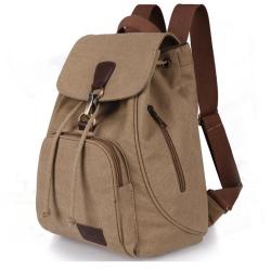 HR083 New Retro Trendy Girls' Outdoor Canvas Backpack Leisure Shoulder Crossbody Bag Fashion Buckle School Student Backpack