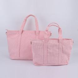Keymay High Quality Corduroy Tote Bag With Pocket And Zipper Women Bags Handbag Corduroy Shoulder Bag
