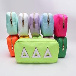 Keymay New Updating Cute DIY Personalized Mini Coin Purse Portable Travel Bag Chenille Patch Cosmetic Bag Nylon Makeup Bag Pouch