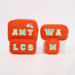 Wholesale Personalized Patches Nylon Cosmetics Pouch Travel Toiletry Bag Organizer Makeup Bag
