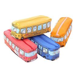 BD055 New Fashion Large Capacity Cute Pencil Bag Creative Canvas Student Stationery Bag 2023 Hot Sale Bus Pencil Case For Child