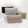 2024 New Shiny Metallic Luxury Women's Clutch Bag Shiny Pearl Pink Pleated Woman Party Evening Bag Fashion Purse for Female