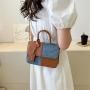 ZR524 Woman PU Retro Bag Daily Life Girl Horizontal Color Block Square Single Bag Girl Magnetic Button Underarm Versatile Bag