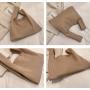 Trendy Lady Designer Bags PU Leather Solid Color Strips Pattern Tote Purse for Women Magnet Button Handbag