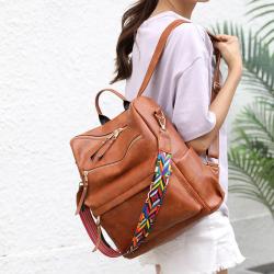 KBW543 Retro Shoulder Bag Female New Tide Soft Leather with Large Capacity Dual-use Student Backpack Schoolbag