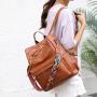 KBW543 Retro Shoulder Bag Female New Tide Soft Leather with Large Capacity Dual-use Student Backpack Schoolbag