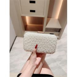 evening bag 2024 Popular Bridal Pearl Bags For Women Bridal Clutches Pearl Beading Wedding Party Purse Trendy Designer Chain Shoulder Handbag