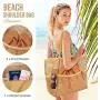 LX072 Mesh Beach Tote Bag for Women Summer Travel Mesh Beach Bag for Beach Vacation Swimming Family Travel Essentials