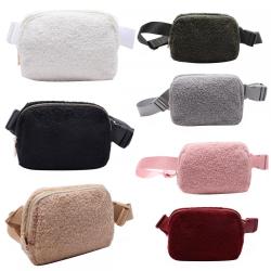 Keymay Stock New Multi Colors Everywhere Belt Bag with Card Holder Wallet for Women Crossbody Sherpa Travel Waist Bag Fanny Pack