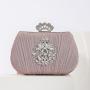 Women Party Evening Bag Pleated Shoulder Bag with Diamond Retro Dinner Handbag