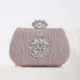 Women Party Evening Bag Pleated Shoulder Bag with Diamond Retro Dinner Handbag