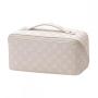 Gelory Custom Logo Portable Travel Large Capacity Wash Bag PU Leather Cosmetics Storage Bag Pouch Waterproof