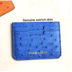 Cartera De Hombres ODM Minimalist Luxury Designer Real Ostrich Skin Small Card Holder Men Women's Business Mini Card Case