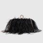 2024 New Arrivals Fashion Ladies Ostrich Feather Furry Purse Soft Plush Bag Diamond Ring Womens Clutches sac main femm sac