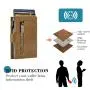 Fashion Aluminum Metal Slim Minimalist Front Pocket Card Holder Luxury Anti Rfid Blocking Protected Genuine Leather wallet