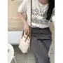Factory wholesale PU fabric hand bag drawstring design tote bag women weaving design diagonal bucket bag ladies