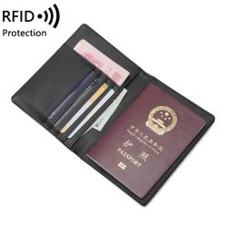 OEW170 Wholesale Custom PU Leather Passport Cover Travel Wallet with Card Case Ticket Slot RFID Blocking Passport Holder