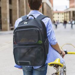 Beach Travel Outdoor Sports Large Capacity Mesh Backpack Black Semi-transparent College Bookbag Backpack