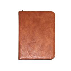 Genuine Leather Portfolio Professional Zippered Padfolio, Multi-Pocket Folder with Laptop Sleeve, Mobile and Card Holders