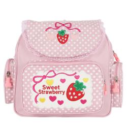 Ins Style Sweet Lady Cute Embroidery Fruit Strawberry Lace Girl Student Backpack