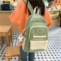 HR053 Female Student Study Versatile INS Cool Backpack Canvas Zipper Fashion Laptop Bag Combination Color Birthday School Bag