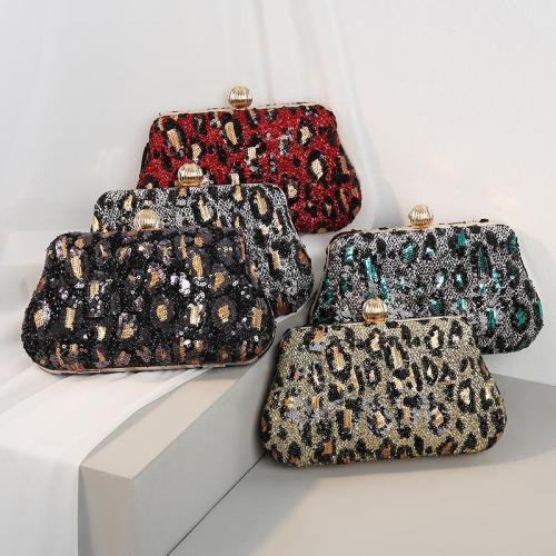 Retro Women's Bags 2024 New Clutch Ladies Embroidery Sequins Leopard Evening Bag Banquet Handbags