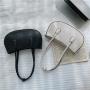 Korean fashion ladies elegant temperament handbags pure color simple PU shoulder bag irregular retro popular underarm bag