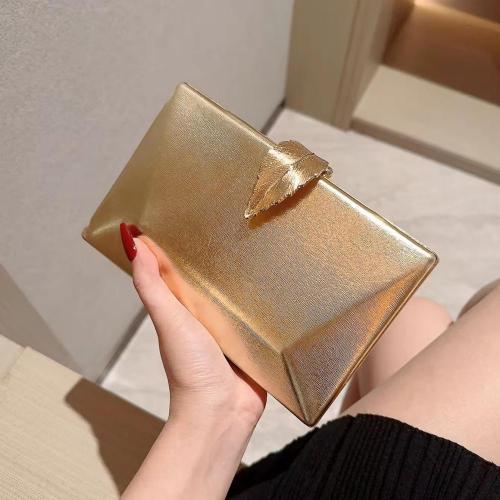 New arrival metal leaf buckle handbag box crossbody evening dress bag clutch party bags for women pochette femme