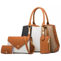 2023 New Fashion Color Contrast Women's Bag Women's Handbag One Shoulder Crossbody Bun Mother Bag Four Piece Women's Bag