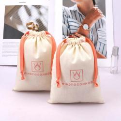 Recyclable Screen Printing Eco-friendly Cotton Linen Dust Bag For Handbag Hat Customized Drawstring Muslin Clothes Shoe Pouch