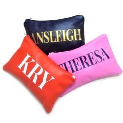 Customized Leather Personalized Makeup Bag Beauty Zipper Cosmetic Bag Leather Pouch PU