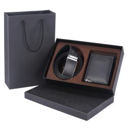Custom Brand Logo Fashion Leather Men Wallet Belt Set Automatic Buckle Belts Gift Box Set For Men