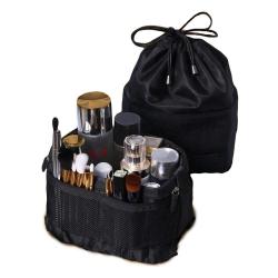 Black Drawstring Cosmetic Quick Pouch Makeup Bag Travel Cosmetic Bag Large Capacity