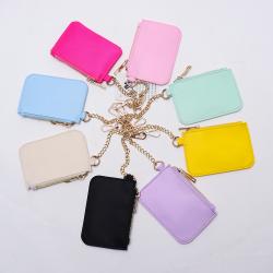 Keymay Candy Color Mini Cute Coin Pouch Portable Women Nylon Zipper Wallet Money Card Bag Keychain Purse