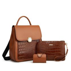 2024 New Women'S Bag Fashion Backpack Korean Version Of Mother Bag Three-Piece Set