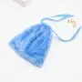 High Quality Long Hair Velvet Drawstring Jewelry Packaging Pouch Blue Cosmetic Skincare Product Packaging Velvet Gift Bag