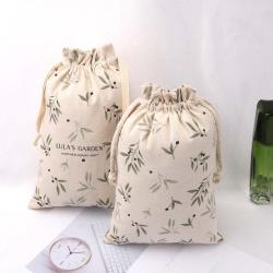 Hot Sale Full Hot Stamping 8 OZ Canvas Dust Bag For Handbag Drawstring Natural Organic Cotton Shopping Shoes Pouch