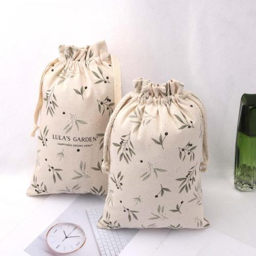 Hot Sale Full Hot Stamping 8 OZ Canvas Dust Bag For Handbag Drawstring Natural Organic Cotton Shopping Shoes Pouch