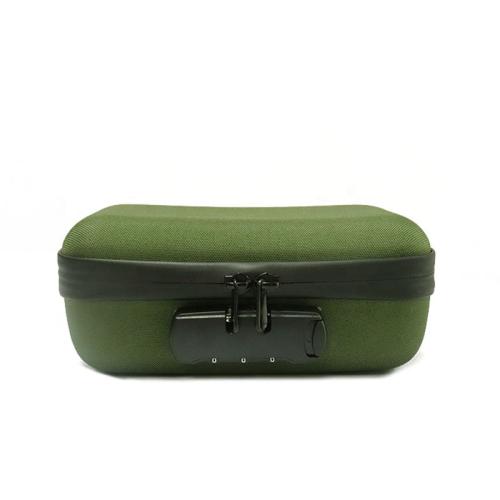 Green carbon herbs smelly proof stash box bag for accessories with combination lock waterproof zipper  no smell EVA case