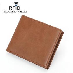 Wholesale Men's Leather Wallets Anti-Theft RFID Short Wallet Credit Card Holder Bag Cash Clip Slim Wallets For man