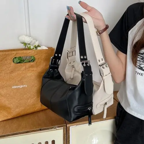 Fashion Cool Girl Black & White Soft Leather Bags Women Handbags Ladies Shoulder Sling Bag Women Handbag Wholesale